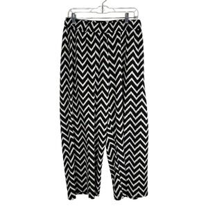 Gina Benotti Black White Chevron Wide Leg Textured Knit Pants‎ Large L 44/46
